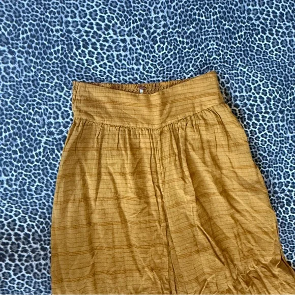 Free People Eva Embroidered Pants Set Deep Gold NWT Size Small